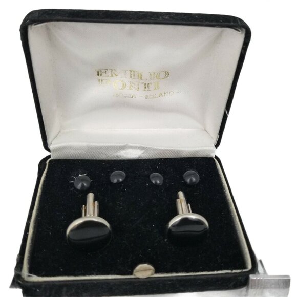 Emilio Ponti Roma Milano Cufflink Set w/Shirt Studs & 2 Extra Cufflinks - Picture 2 of 7